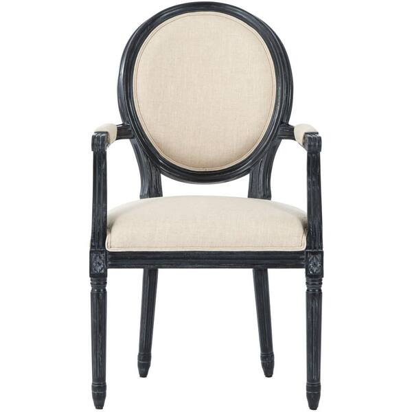 Unbranded Jacques Antique Black Natural Linen Dining Chair