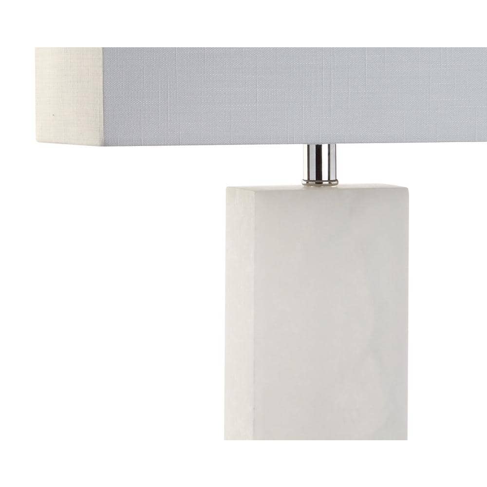 27" White Alabaster Table Lamp with Linen Shade