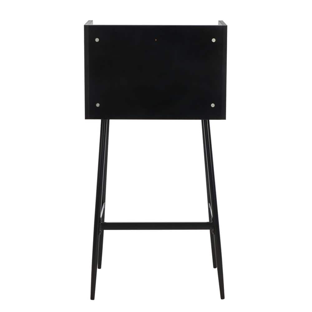 Black Wood Writing Desk with Drawer and Shelf