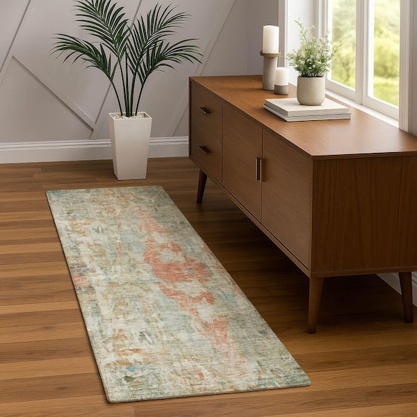 Chantille Machine Washable Indoor/Outdoor Abstract ACN2310 Sage 2 ft. 3 in. x 7 ft. 6 in. Runner Rug