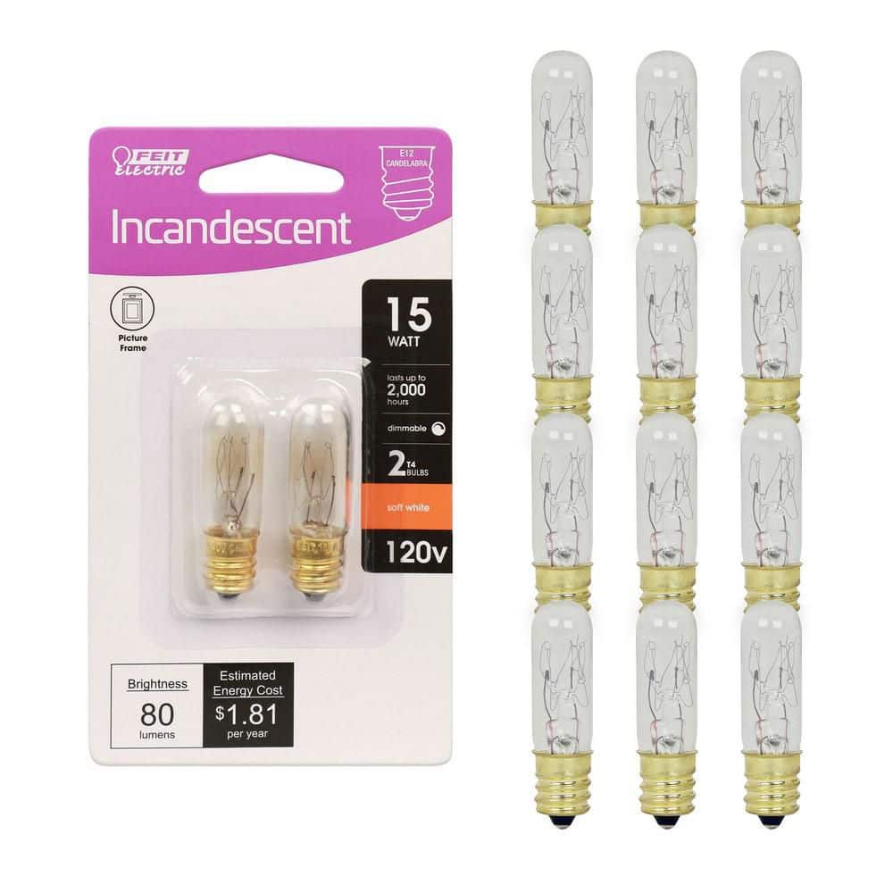 Feit Electric 15-Watt Soft White (2700K) T4 Candelabra E12 Base
