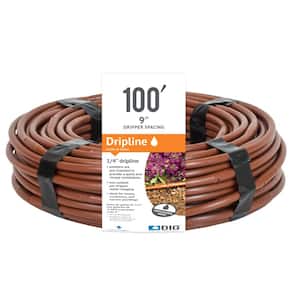 Irrigation Drip Line Emitter Tubing 100 .170 ID x 240 OD 1/4 .52 GPH 12 Emitter Spacing Color Black One Stop Outdoor USA Made 