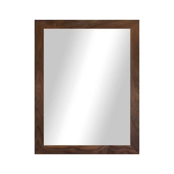 2 in Walnut Frame (30 in. W x 33 in. H) Walnut Hardwood Rectangle Wall Mirror