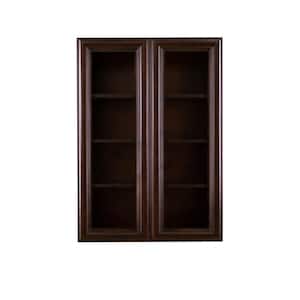 Edinburgh Espresso Plywood Glass Door Stock Assembled Wall Kitchen Cabinet (33 in. W x 42 in. H x 12 in. D)