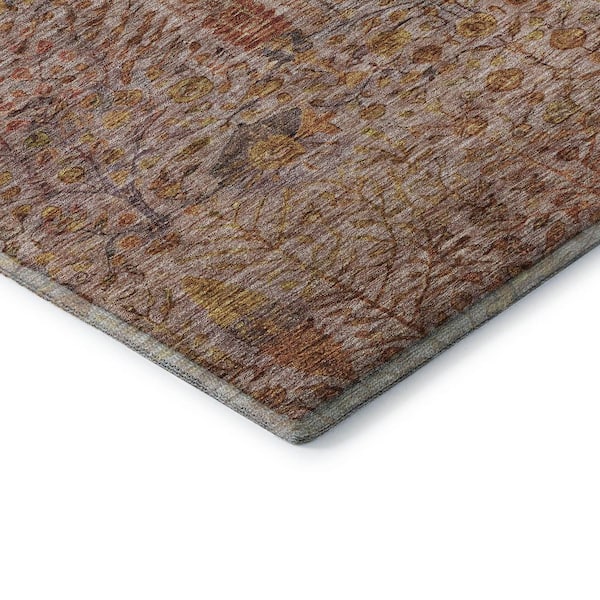Mayfield Premium Machine Washable Abstract AMF2053 Terracotta 5 ft. x 7 ft. 6 in. Area Rug