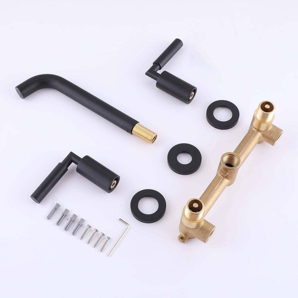 Matte Black Wall-Mounted Solid Brass Bathroom Faucet