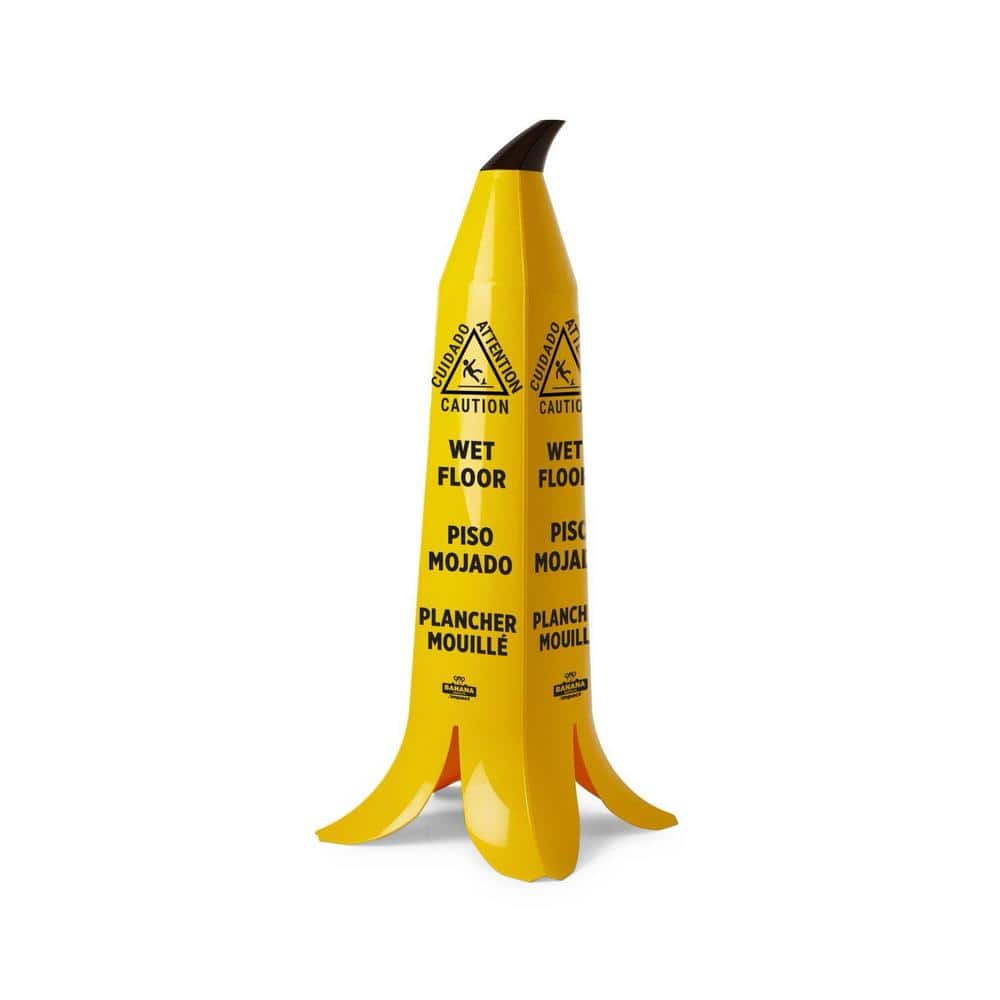 36 in. Banana Cone Multi-Lingual Caution Wet Floor Sign