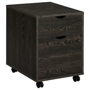 Noorvik Dark Oak File Cabinet with 2-Drawers and Casters