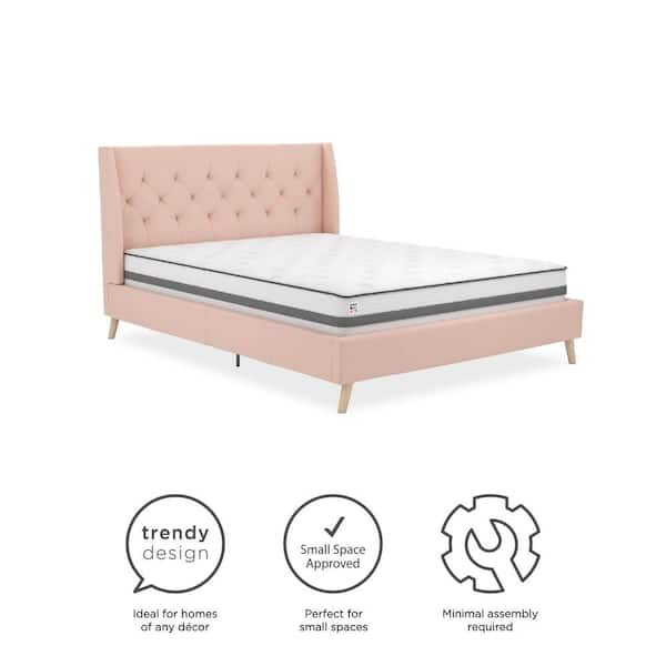 Novogratz Her Majesty Pink Linen Full Upholstered Bed 4135729N