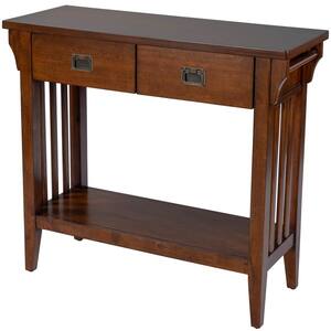 Larina 36 in. Dark Brown Rectangle Wood Shaker Wood 2 Drawer Console Table 32.5 in. H x 36 in. W x 14 in. D