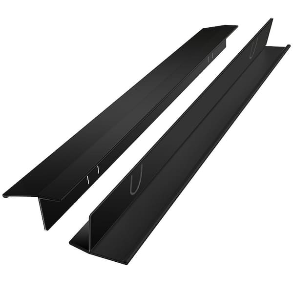 2-Pack Stainless Steel Stove Gap Covers, 13.8~27.6 in. Adjustable, Heat Resistant Not Sharp Gap Filler, Black