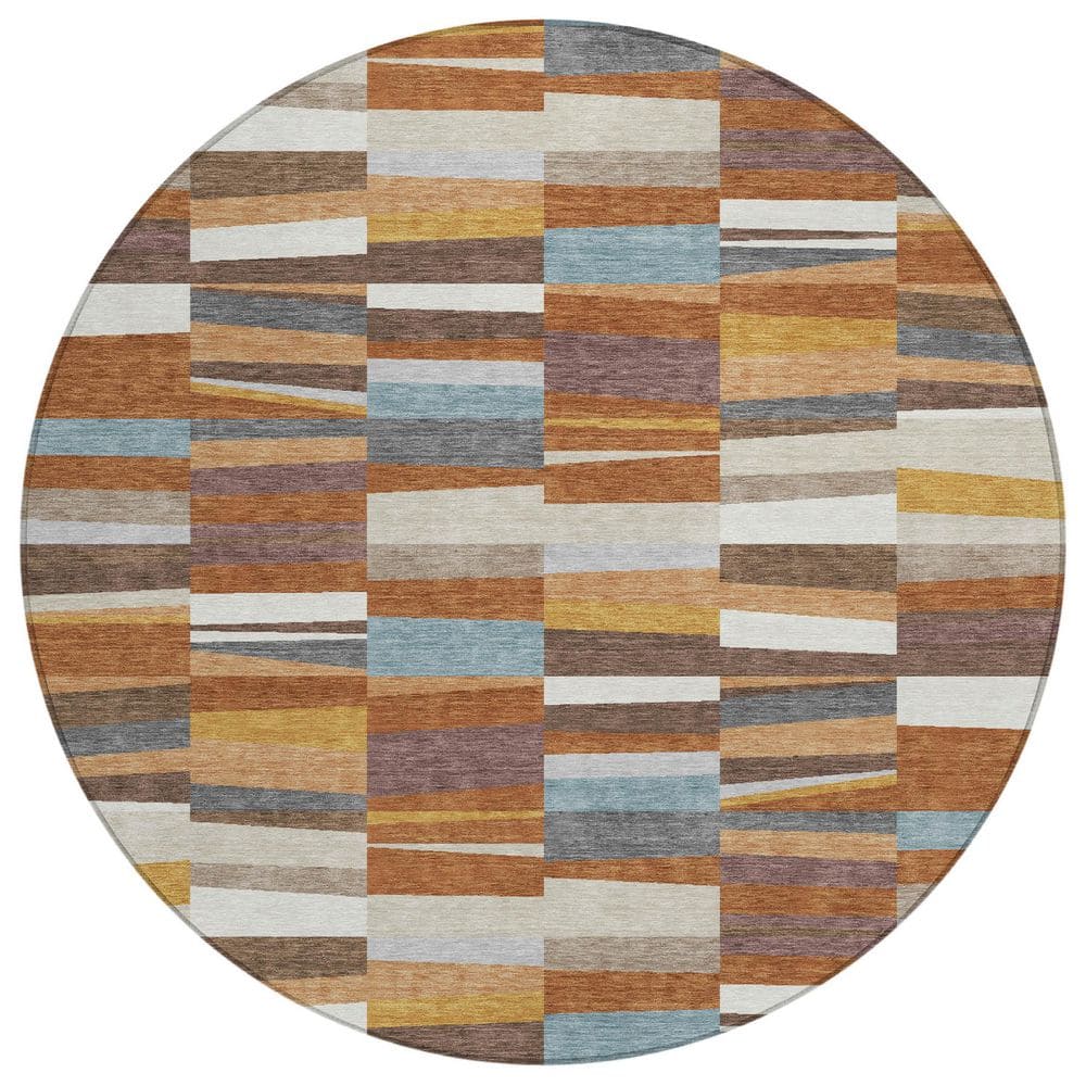 Chantille Machine Washable Indoor/Outdoor Abstract ACN2575 Paprika 8 ft. x 8 ft. Round Rug price history on PriceWatchPro