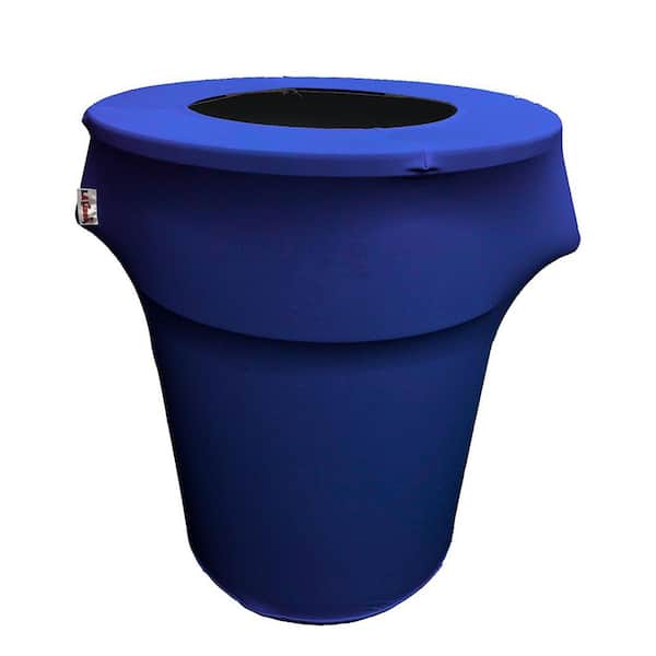 LA Linen 55 Gal. Round Royal Blue Stretch Spandex Trash Can Cover