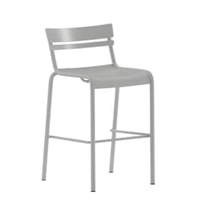 30.25 in Silver Metal Outdoor Bar Stool