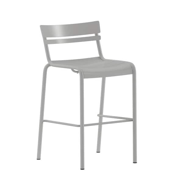 Carnegy Avenue 30.25 in Silver Metal Outdoor Bar Stool