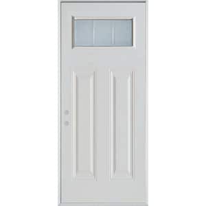 32 in. x 80 in. Geometric Clear and Zinc Rectangular Lite 2-Panel Painted Right-Hand Inswing Steel Prehung Front Door