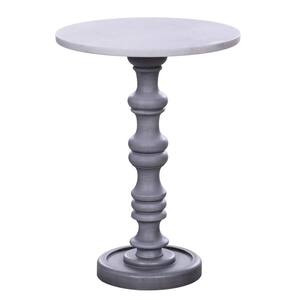 Blake 16 in. Grey, White Marble Round Marble End Table