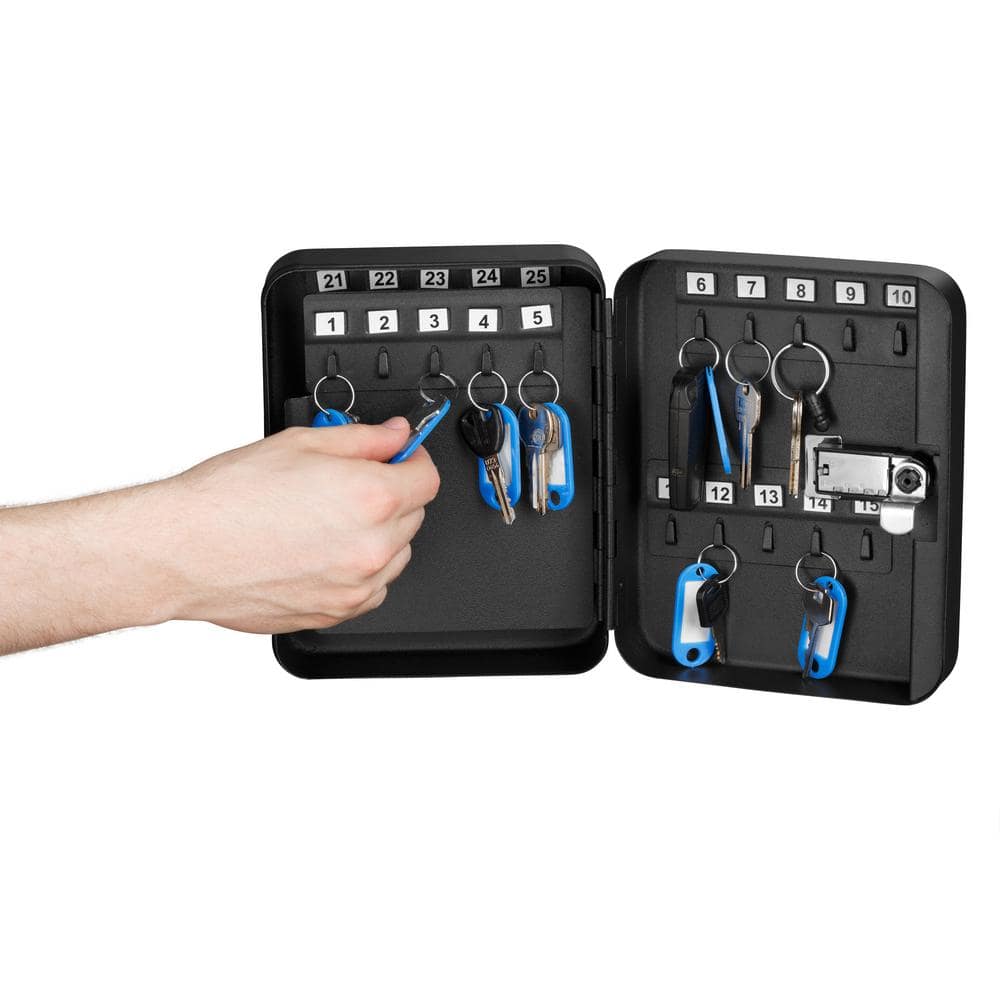 Black Steel 30-Key Secure Cabinet with Combination Lock