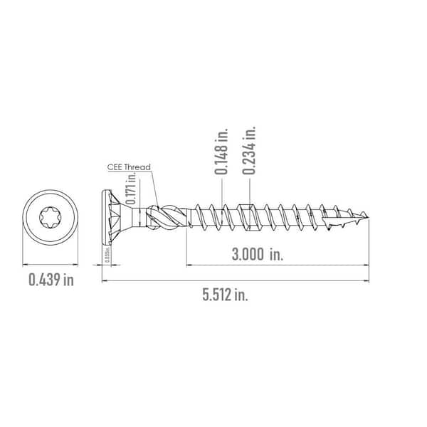 #12 x 5-5/8 in. R4 Multi-Purpose Star Drive Flat Head Screw (50 per Pack)