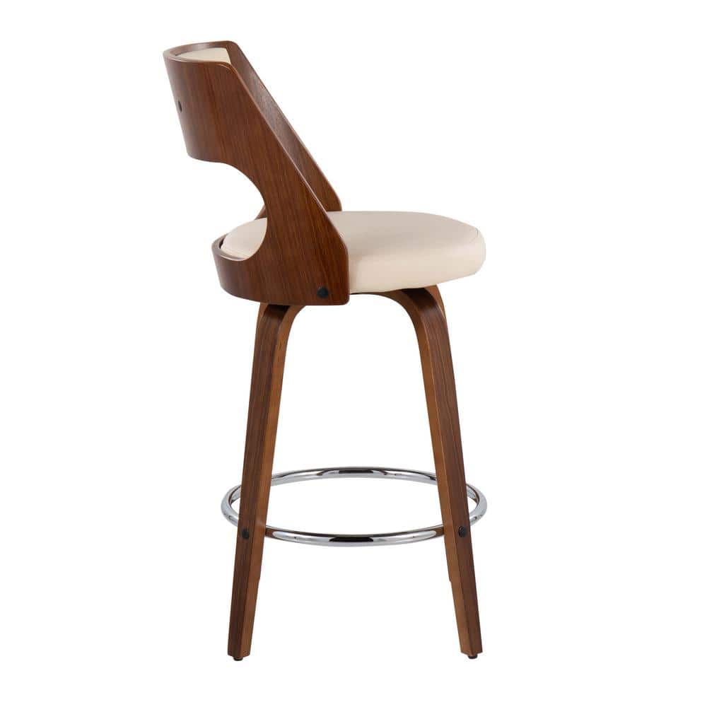 Cecina 18.5'' Cream Walnut Mid-Century Modern Swivel Counter Stool