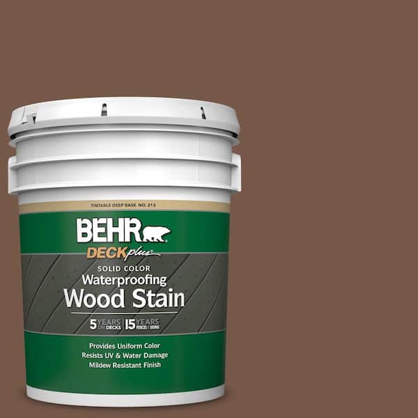 BEHR DECKplus 5 gal. #N250-7 Mission Brown Solid Color Waterproofing Exterior Wood Stain