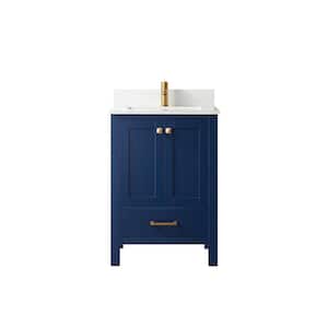 Shannon 24 in. W x 22 in. D 33.9 in. H Bath Vanity in Royal Blue with White Composite Stone Top