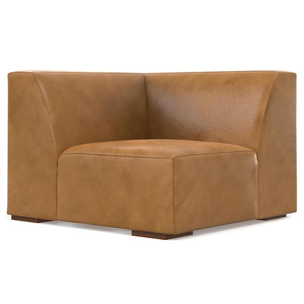 Rex 38 inch Straight Arm Genuine Leather Square Corner Sofa Module in. Sienna