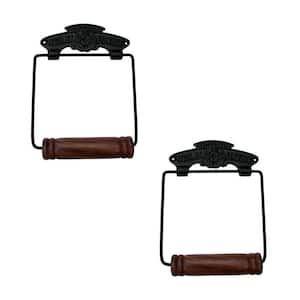 Black Aluminium Wall Mount Toilet Paper Holder 5.6 in. W Victorian Antique Black Finish Pack of 2