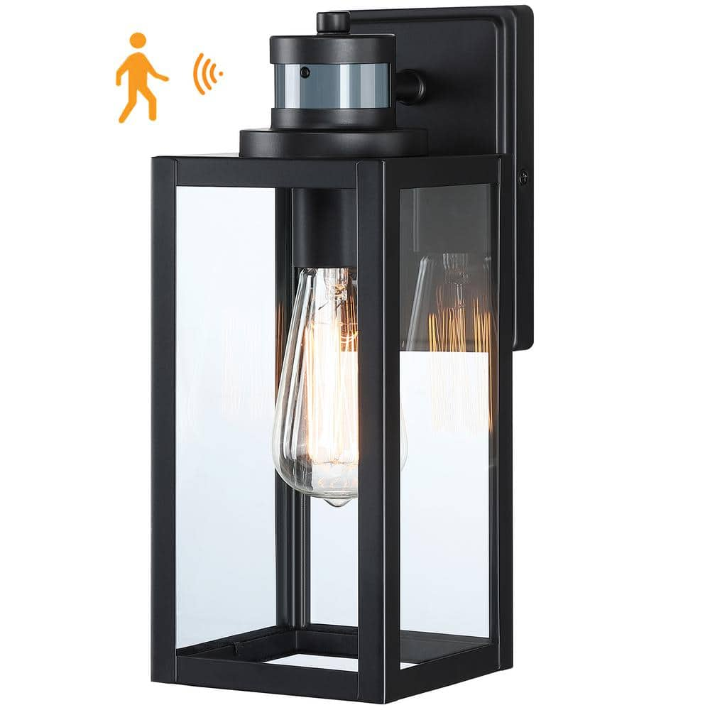 Pia Ricco 1 Light Black Motion Sensor Outdoor Wall Lanterns, Upgrade ...