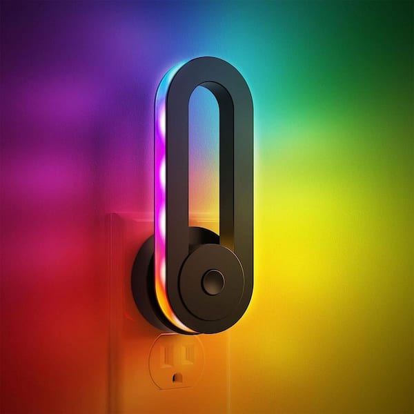 1-Light Rainbow RGB Oval Plug-In Night Light with Dusk to Dawn Sensor Night Lights for Kids Room,Holiday Gift (6-Pack)
