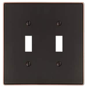 Ansley 2 Gang Toggle Metal Wall Plate - Aged Bronze