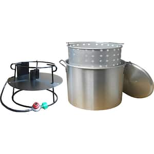 120 Qt. Propane Gas Jet Outdoor Cooker with Aluminum Pot, Basket and Lid