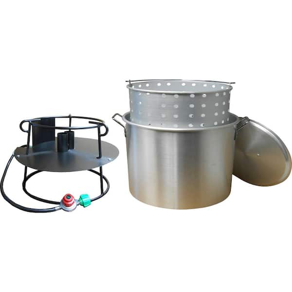 King Kooker 90 Qt. Propane Gas Jet Outdoor Cooker with Aluminum Pot, Basket and Lid