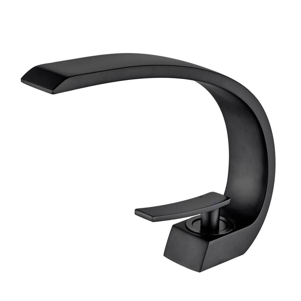 Single-Handle Single-Hole Bathroom Faucet Deck Mounted in Matte Black
