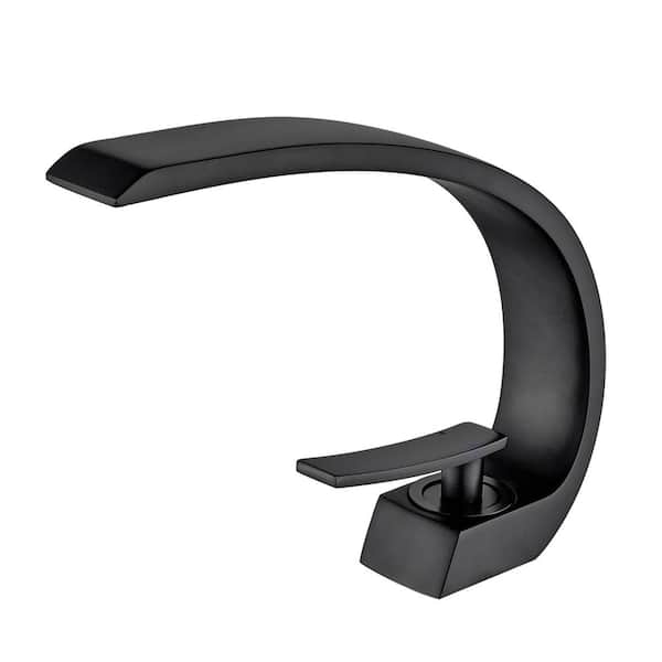 Unbranded Single-Handle Single-Hole Bathroom Faucet Deck Mounted in Matte Black