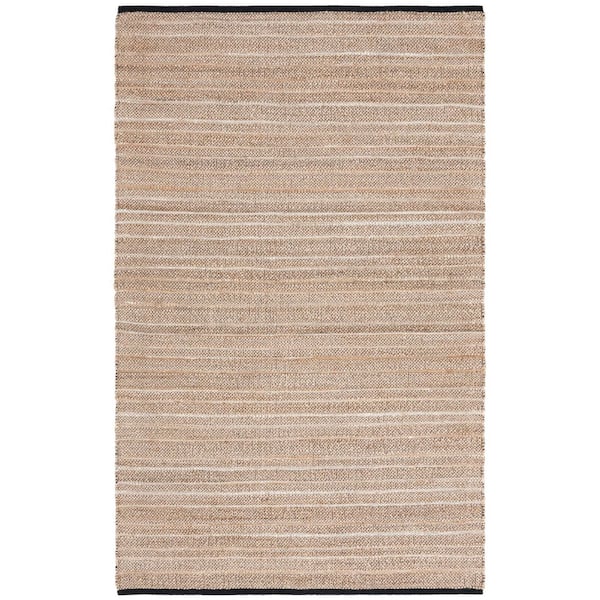Natural Fiber 5 ft. x 8 ft. Light Brown/Beige Striped Woven Marle Area Rug