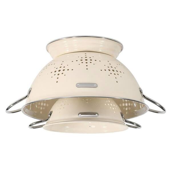 2-Pack Strainer Bowel with Handles, Heavey Duty Kitchen Drainer Basket for Pasta Veggies and Fruits, Cream