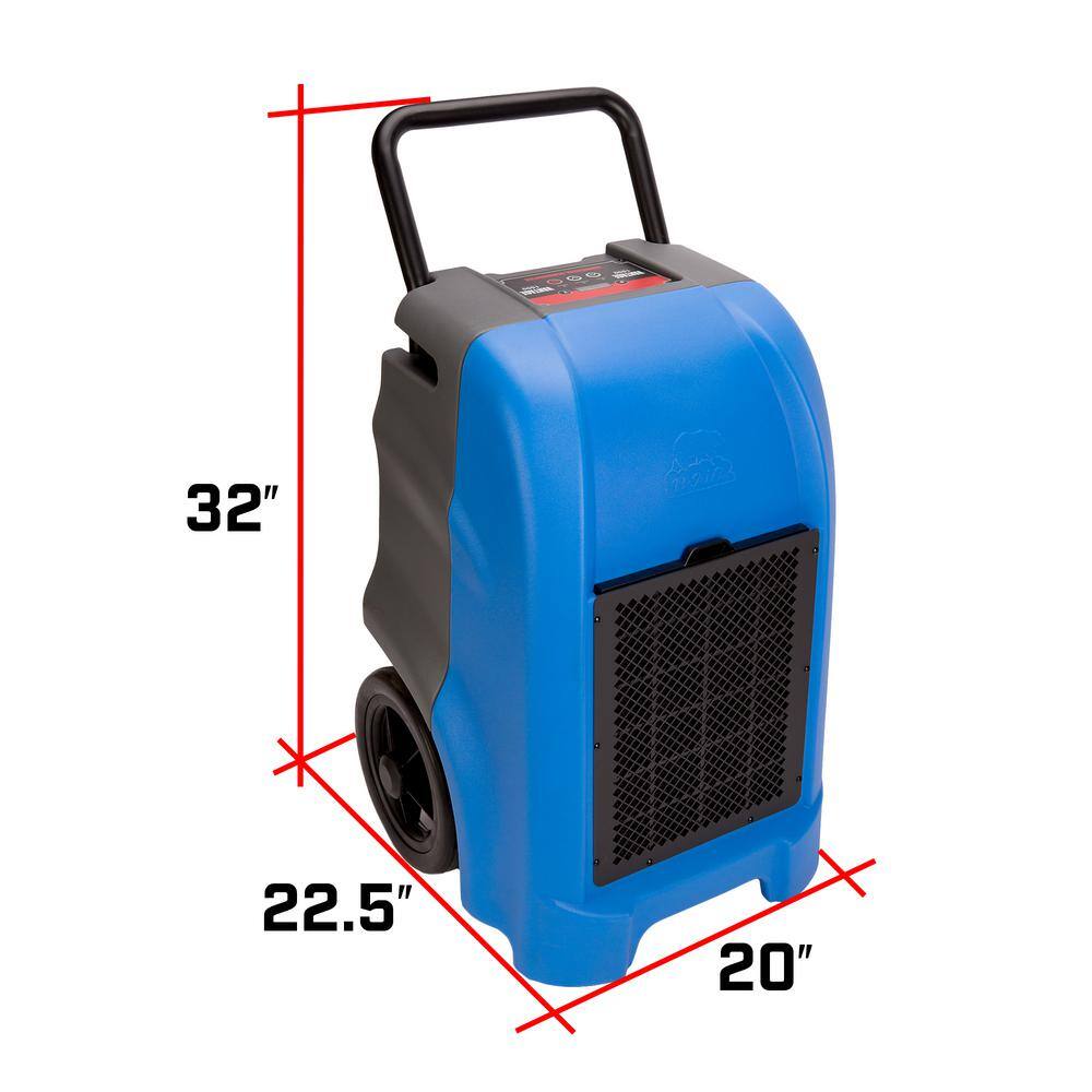 Blue Industrial Commercial Dehumidifier with Pump, 76 Pints/day
