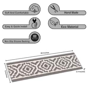 White and Grey 9 in. x 28 in. Anti-Slip Stair Tread Cover Polypropylene w/Latex Backing (Set of 5) Carpet Stair Treads