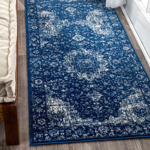 Verona Vintage Persian Dark Blue 3 ft. x 10 ft. Runner Rug