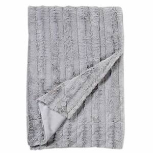 Cozy Light Grey Embossed Faux Fur Reverse to Micomink Throw Blanket