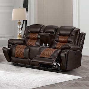 New Classic Furniture Nikko 74 in. Brown Faux Leather 2-seater Loveseat with Power Footrest