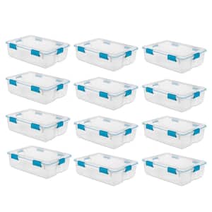 37 Qt. Thin Gasket Box Clear Storage Bin Containers (12-Pack)