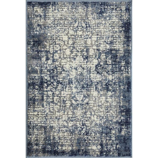 LOOMAKNOTI Aysal Athna Blue 2 ft. x 3 ft. Oriental Polypropylene Area Rug