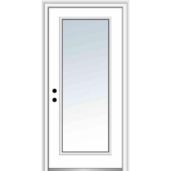 MMI DOOR 30 in. x 80 in. Right-Hand Inswing Full Lite Clear Classic Painted Fiberglass Smooth Prehung Front Door