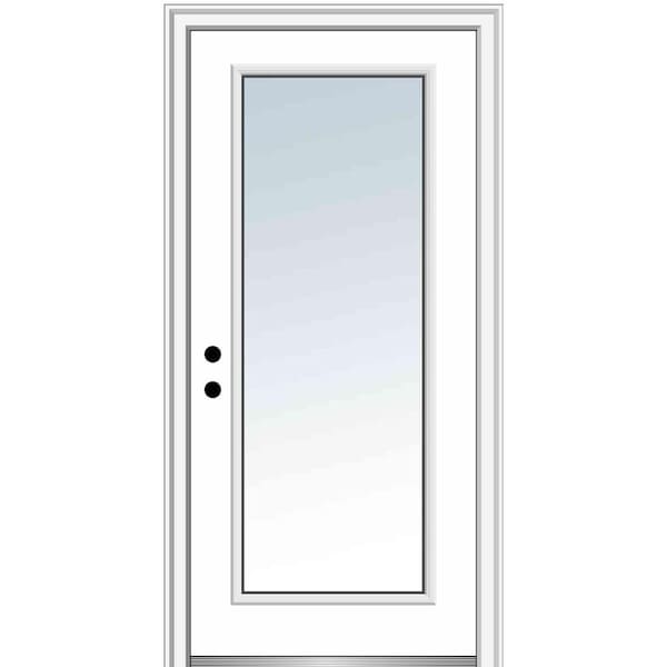 MMI Door 36 in. x 96 in. Classic Right-Hand Inswing Full Lite Clear Painted Fiberglass Smooth Prehung Front Door