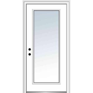 32 in. x 80 in. Right-Hand Inswing Full Lite Clear Classic Primed Fiberglass Smooth Prehung Front Door