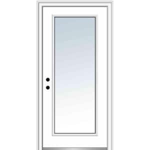 30 in. x 80 in. Right-Hand Inswing Full-Lite Clear Low-E Primed Fiberglass Smooth Prehung Front Door on 6-9/16 in. Frame