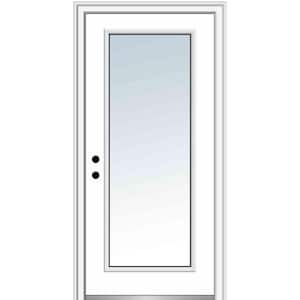 32 in. x 80 in. Classic Right-Hand Inswing Full-Lite Clear Glass Primed Steel Prehung Front Door on 4-9/16 in. Frame