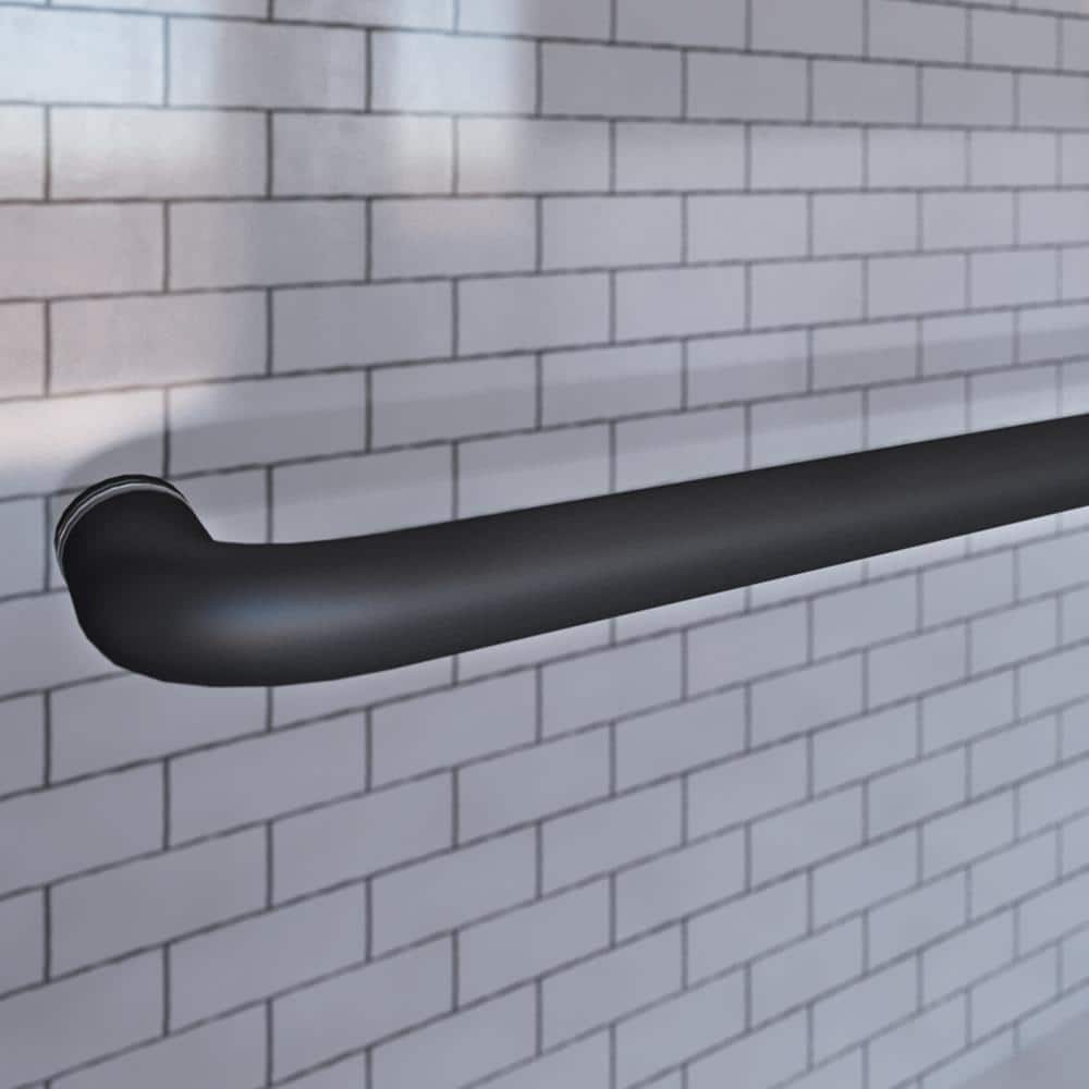 Matte Black Frameless Sliding Bathtub Door with Clear Glass